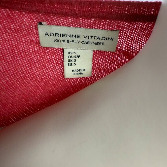 ADRIENNE VITTADINI 2-Ply Cashmere 100% V-Neck Long Sleeves Pink Sweater Pull S - Picture 5 of 7